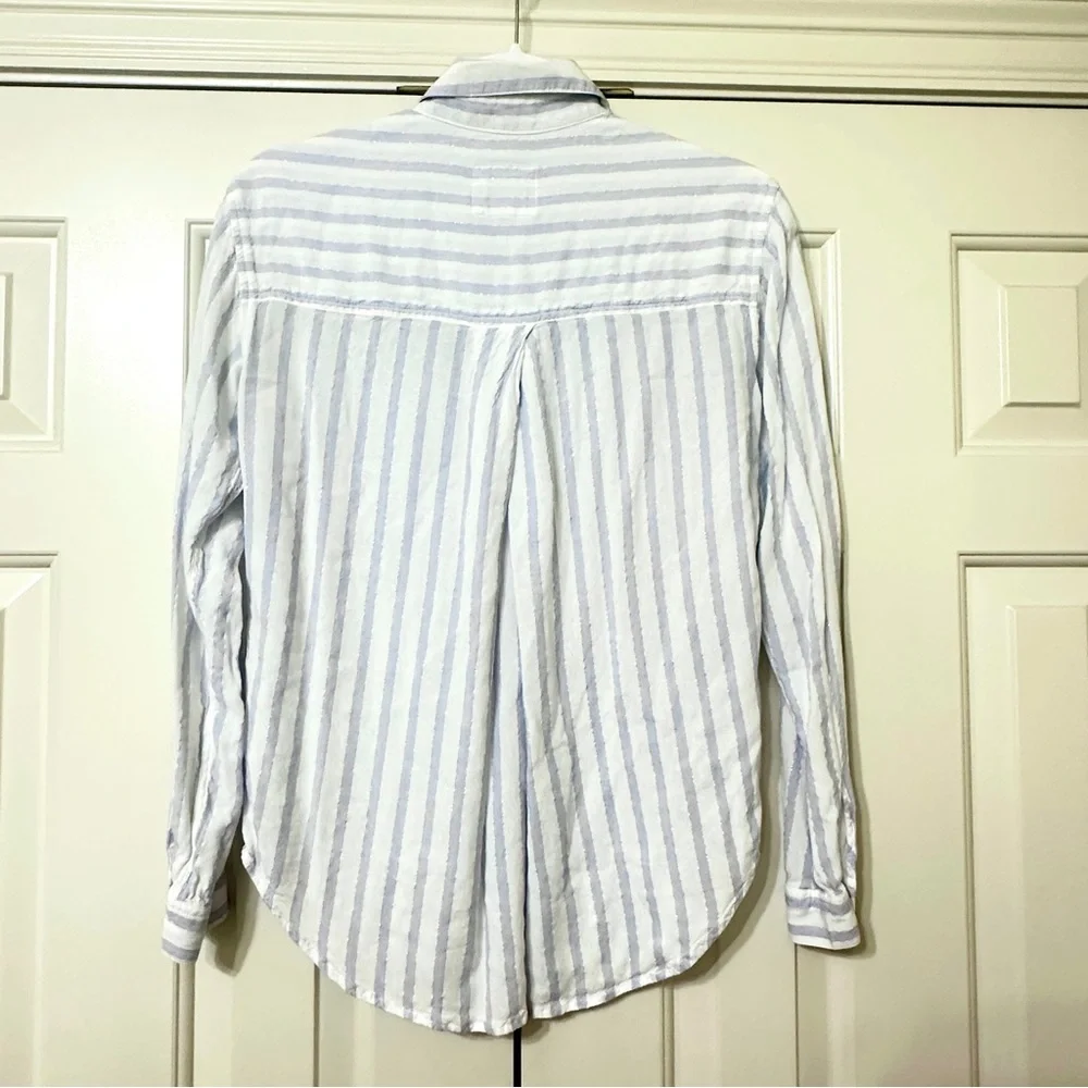Rails White & Blue Striped Button Down Shirt Size XS Long Sleeves Lightweight - Picture 7 of 10